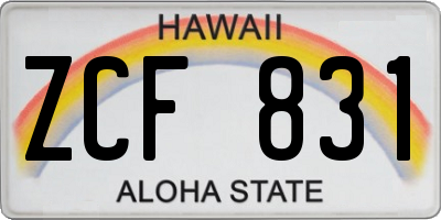 HI license plate ZCF831