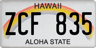 HI license plate ZCF835