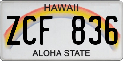 HI license plate ZCF836