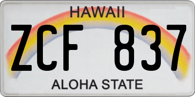 HI license plate ZCF837