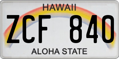 HI license plate ZCF840