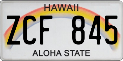 HI license plate ZCF845