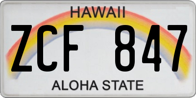HI license plate ZCF847