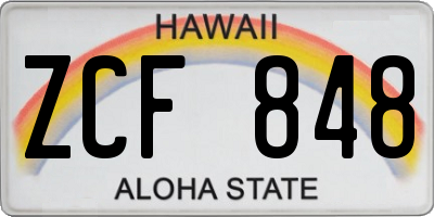 HI license plate ZCF848