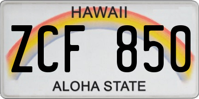HI license plate ZCF850