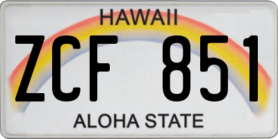HI license plate ZCF851