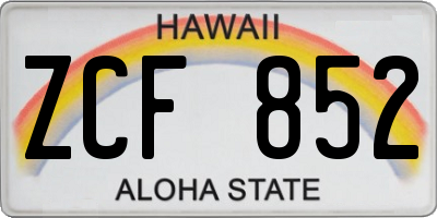 HI license plate ZCF852