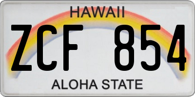 HI license plate ZCF854