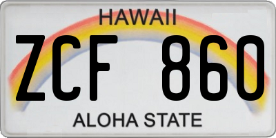 HI license plate ZCF860