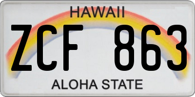 HI license plate ZCF863