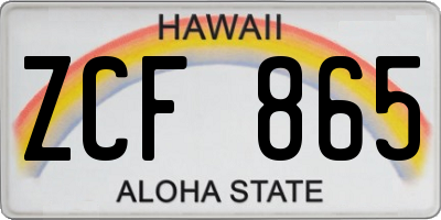 HI license plate ZCF865