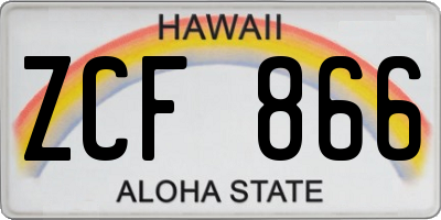 HI license plate ZCF866