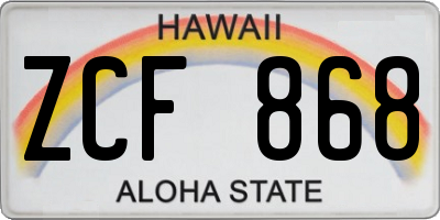 HI license plate ZCF868