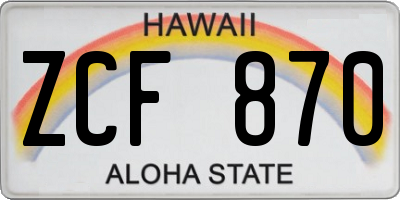 HI license plate ZCF870