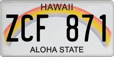 HI license plate ZCF871