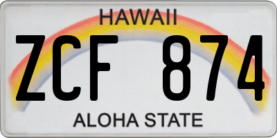 HI license plate ZCF874