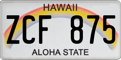 HI license plate ZCF875