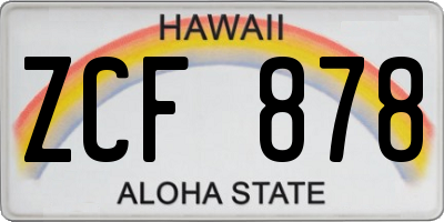 HI license plate ZCF878