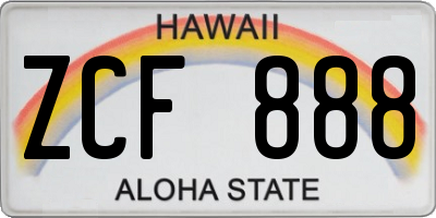 HI license plate ZCF888