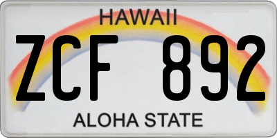 HI license plate ZCF892