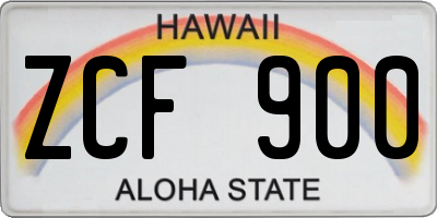 HI license plate ZCF900