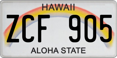 HI license plate ZCF905