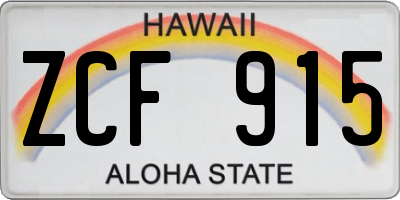 HI license plate ZCF915
