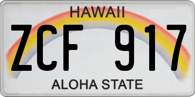 HI license plate ZCF917