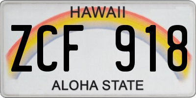 HI license plate ZCF918