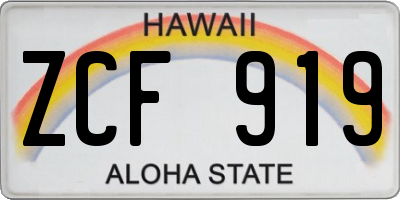HI license plate ZCF919