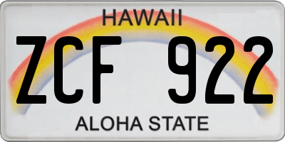 HI license plate ZCF922