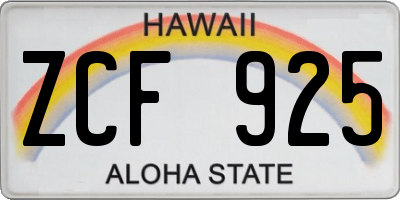 HI license plate ZCF925