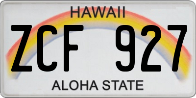 HI license plate ZCF927
