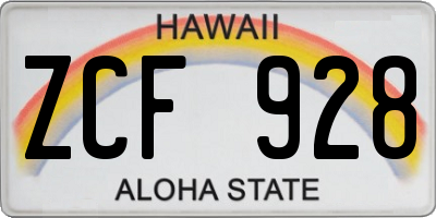 HI license plate ZCF928