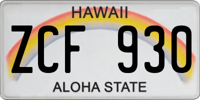HI license plate ZCF930