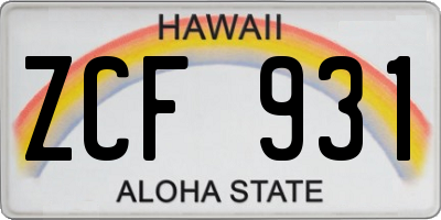 HI license plate ZCF931