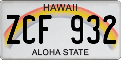 HI license plate ZCF932