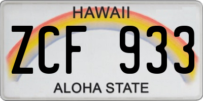 HI license plate ZCF933