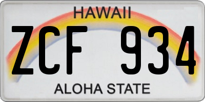 HI license plate ZCF934