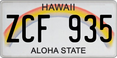 HI license plate ZCF935