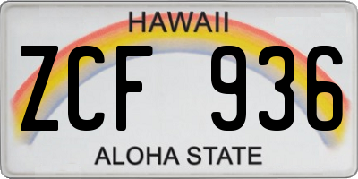 HI license plate ZCF936