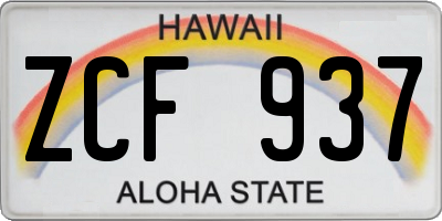 HI license plate ZCF937