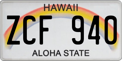 HI license plate ZCF940