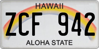HI license plate ZCF942