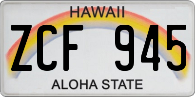 HI license plate ZCF945