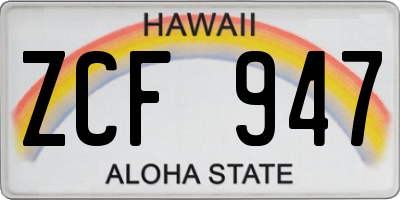 HI license plate ZCF947