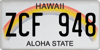 HI license plate ZCF948