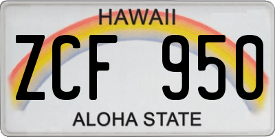 HI license plate ZCF950