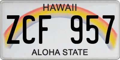 HI license plate ZCF957
