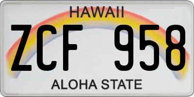 HI license plate ZCF958